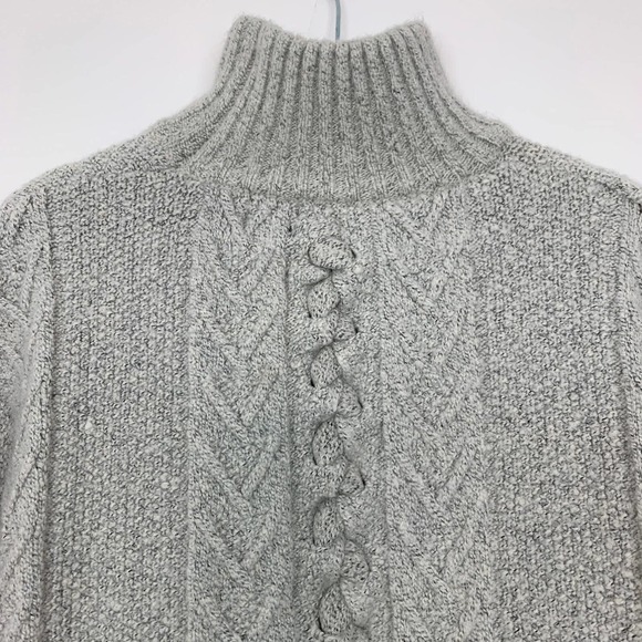 John + Jenn Size Small‎ Cable Knit Sweater Grey Turtleneck Pullover Long Sleeve - Picture 7 of 9